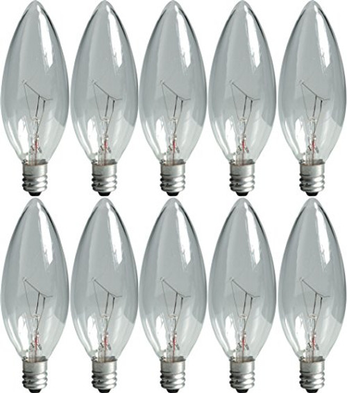 GE Crystal Clear Blunt Tip Decorative Light Bulbs (25 Watt), 160 Lumen, Candelabra Light Bulb Base, 10-Pack Chandelier Light Bulbs