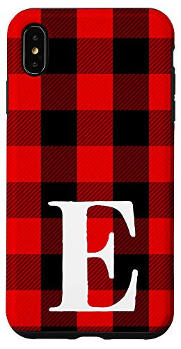 iPhone XS Max Buffalo Plaid Personalized Monogram Initial Letter "E" Case