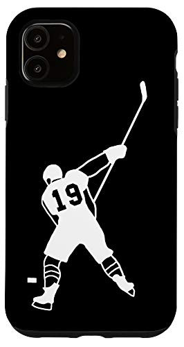 iPhone 11  19 Number 19 Hockey Player Puck Black Background Case