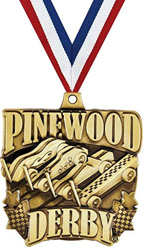 Crown Awards 2.5" 3D Gold Pinewood Derby Race Medal 1 Pack Prime