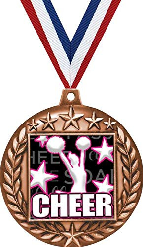 2 1/4" Cheerleading 3D Medals, Cheer Award Medal Great Cheerleading Team Medals Bronze 1 Pack Prime