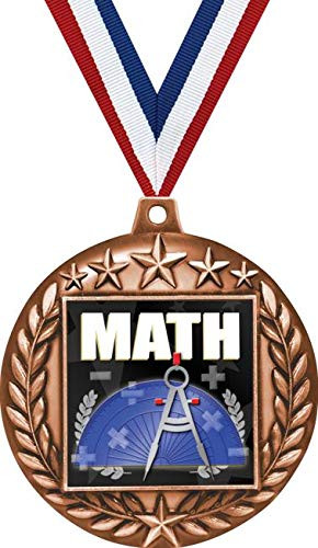Crown Awards 2 1/4" Math 3D Medals, Math Award Medal Great Math Team Medals Bronze 1 Pack Prime