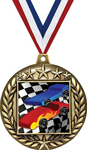 2 1/4" Pinewood Derby 3D Medals, Derby Racing Award Medal Great Pinewood Derby Medals Gold 1 Pack Prime