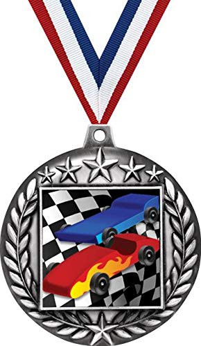 2 1/4" Pinewood Derby 3D Medals, Derby Racing Award Medal Great Pinewood Derby Medals Silver 1 Pack Prime
