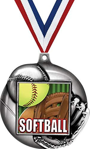 Crown Awards 2 1/4" Softball 3D Medals, Softball Award Medal Great Softball Team Medals Silver 1 Pack Prime