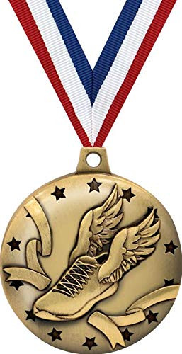 Crown Awards Winged Foot Medals, 1 3/4" Galactic 3D Running Medal Gold, 1 Pack Prime