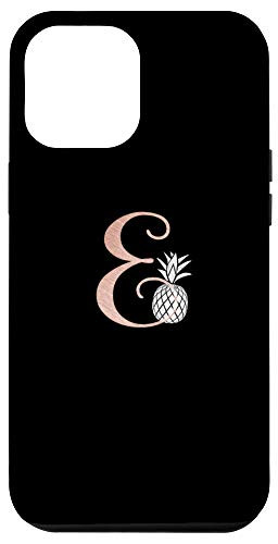 iPhone 12 Pro Max Letter E rose pink monogram phone case pineapple, initial E Case