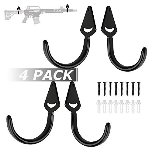 77GO Shotgun Gun Rack Hooks Rifle Wall Hangers Adjustable Gun Display Hooks for Shotgun, Rifle, Handgun, Pistol, Gun, Archery Bow Wall Hooks/Wall Mount Storage(4 Pack)