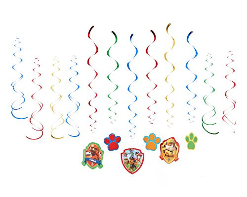 American Greetings Nickelodeon, Paw Patrol Hanging Swirl Decorations, 12-Count