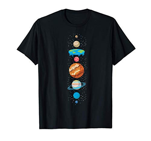 Flat Earth Round Planet Solar System Flat Earther T-Shirt