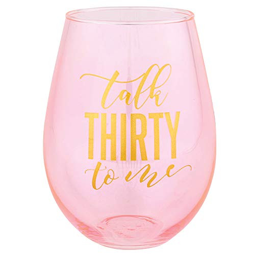 Creative Brands Slant Collections - Jumbo Stemless Wine Glass, 30-Ounce, Talk Thirty To Me