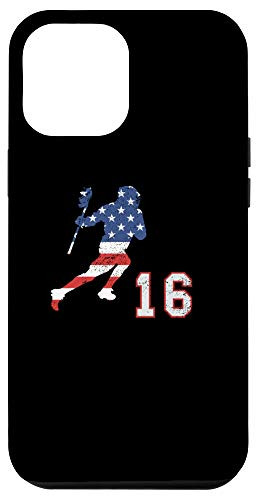 iPhone 12 Pro Max Lacrosse number 16 player with American USA flag phone case Case