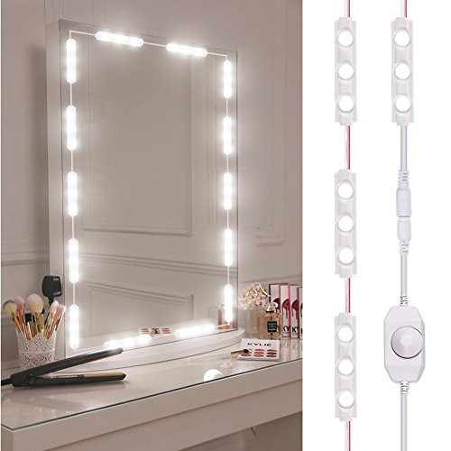 Viugreum Led Vanity Mirror Lights, Hollywood Style 60 LED Vanity Make Up Light,10FT length Ultra Bright White LED, Dimmable Lights Strip, for Makeup Vanity Table  and  Bathroom Mirror, Mirror Not Included