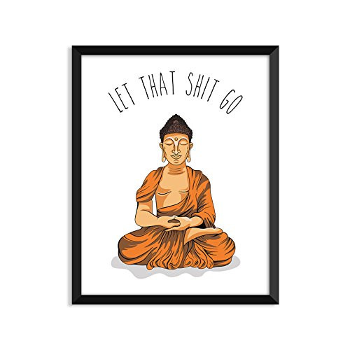Serif Design Studios Let That Shit Go - Orange Illustration, Yoga Poster, Zen, Buddha, Minimalist Poster, Home Decor, College Dorm Room Decorations, Wall Art
