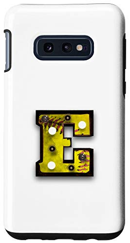 Galaxy S10e Softball Vintage Player Letter Initial-E Monogram Marquee-E Case