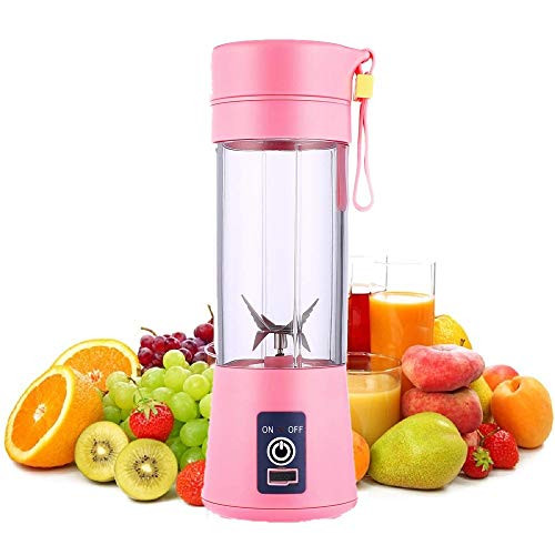SANSHAAC Portable Blender, 380ml Six 3D Juice cup, Personal Mixer Fruit Rechargeable with USB, Mini Blender for Milk Shakes, Smoothie, Fruit Juice (pink) SANSHAAC Portable Blender, 380ml Six 3D Juice cup, Personal Mixer Fruit Rechargeable with USB, Mini Blender for Milk Shakes, Smoothie, Fruit Juice (pink)