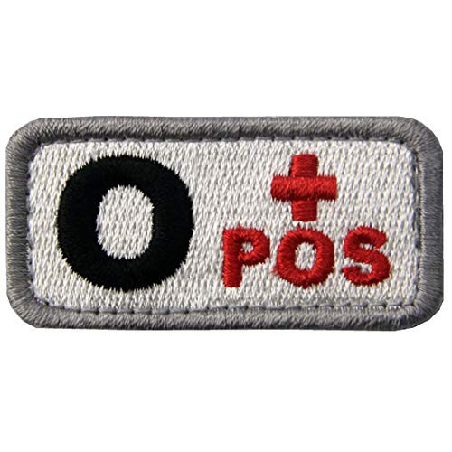 EmbTao Type O Positive Tactical Blood Type Fastener Hook and Loop Patch - Black  and  Red - 2"x1"