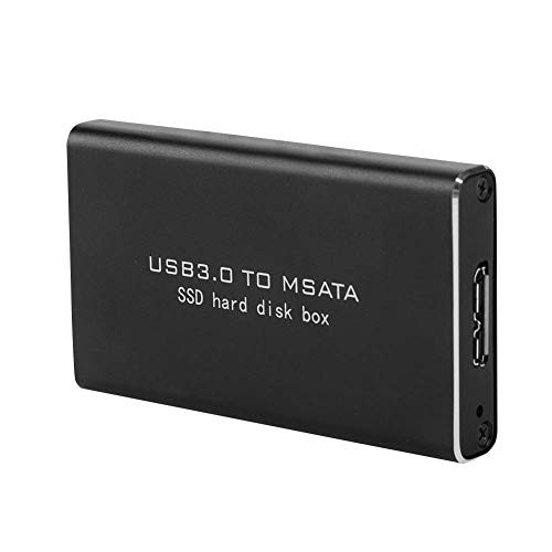 SAIENTEE SSD Hard Drive Enclosure, Portable USB3.0 to MSATA SSD Hard Disk Box,6Gbps Fast Speed MSATA/Mini PCI-E SSD Solid State Disk Enclosure Hard Disk Box,3030/50mm Black