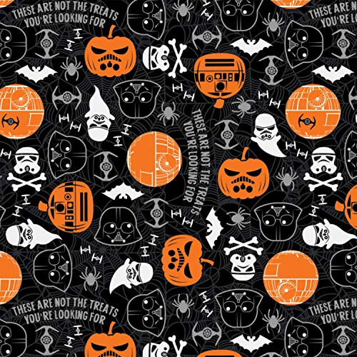 Star Wars Halloween Toss Glow in The Dark Black Premium Quality 100 percent Cotton Sold by The Yard.