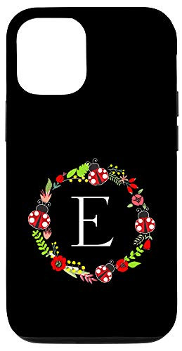 iPhone 12/12 Pro Ladybug Wreath Monogram Letter E Case