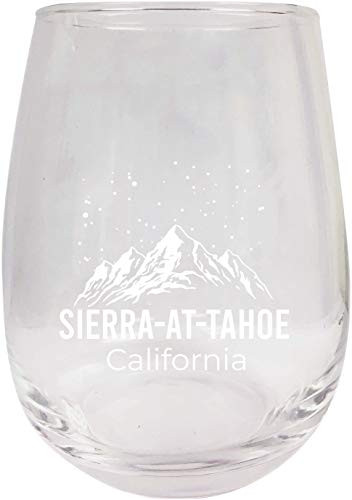 Sierra-at-Tahoe California Ski Adventures Etched Stemless Wine Glass 9 oz 2-Pack