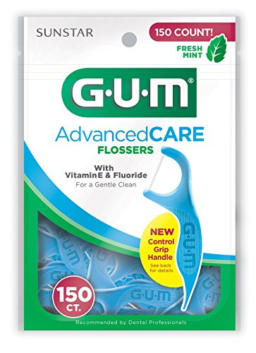 GUM Advanced CARE Flossers (150 Flossers) Fresh Mint with Vitamin E and Flouride