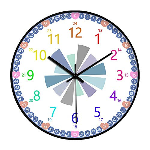 Homrap 12 Inch Teaching Clocks,Learning Education Wall Clock for Kids,Telling Time Silent Movement Clock for School Classrooms Playrooms Kids Bedrooms (Style B, 12 Inch)