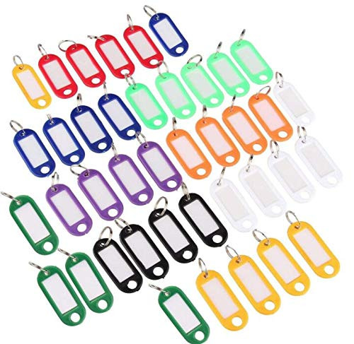 Key Labels Key Tags 50 Pack Key Rings with Tags Key Label Key Ring Labels 10 Colors