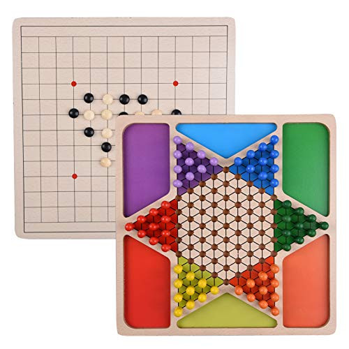 Chinese Checkers, 2 in 1 Chinese Checkers and Gobang (Five in a Row) Wooden Board Game for Family Natural Wooden Chinese Checker for Home, Travel, Indoor and Outdoor Chinese Checkers, 2 in 1 Chinese Checkers and Gobang (Five in a Row) Wooden Board Game for Family Natural Wooden Chinese Checker for Home, Travel, Indoor and Outdoor