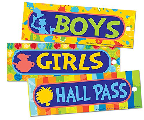 Eureka Back to School Dr. Seuss Student Bathroom and Hall Pass, 3pc, 2'' x 6''
