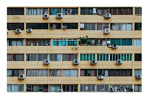 LESGAULEST Doormat Floor Rug/Mat (23.6 x 15.7 inch) - Windows Panes Glass Wooden Building Rooms