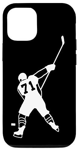 iPhone 12/12 Pro  71 Number 71 Hockey Player Puck Black Background Case
