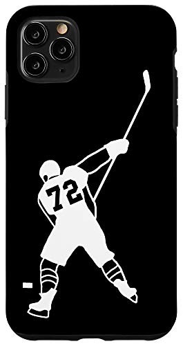 iPhone 11 Pro Max  72 Number 72 Hockey Player Puck Black Background Case