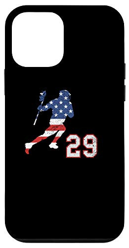 iPhone 12 mini Lacrosse number 29 player with American USA flag phone case Case