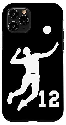 iPhone 11 Pro  12, Number 12 Volleyball player black background Case
