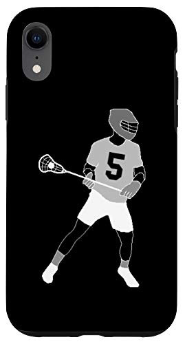 iPhone XR  5, Number 5 Lacrosse player black background Case