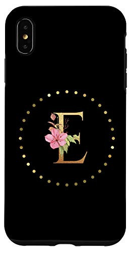 iPhone XS Max Modern Monogram Initial Letter E Floral Flower Pattern Case