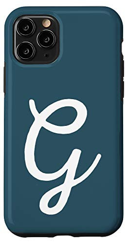 iPhone 11 Pro Matching Initial Letter G Pacific-Blue Alphabet Monogram Case