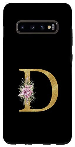Galaxy S10Plus Vintage Watercolor Flowers Initial Letter D Monogram Cute Case