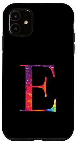 iPhone 11 Tie Dye Pattern Monogram Letter E Name Initial Case