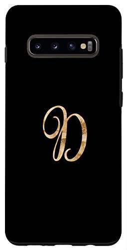 Galaxy S10Plus Monogram Alphabet Letter D Black Background Case