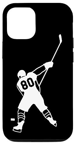 iPhone 12/12 Pro  80 Number 80 Hockey Player Puck Black Background Case