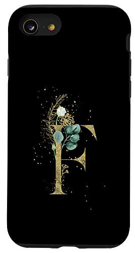 iPhone SE (2020) / 7 / 8 Modern Monogram Initial Letter F Floral Greenery Pattern Case