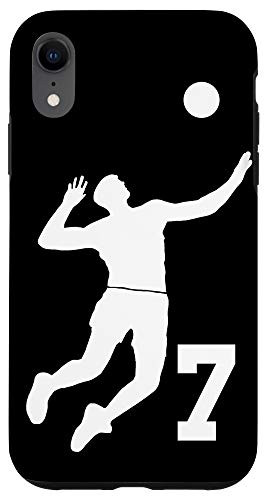 iPhone XR  7, Number 7 Volleyball player black background Case