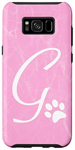 Galaxy S8Plus Pink Paw Print Phone Case with Letter G,Initial Monogrammed Case