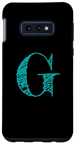 Galaxy S10e Teal  and  Black Letter G Initial Monogram Hatched/Shaded Font Case