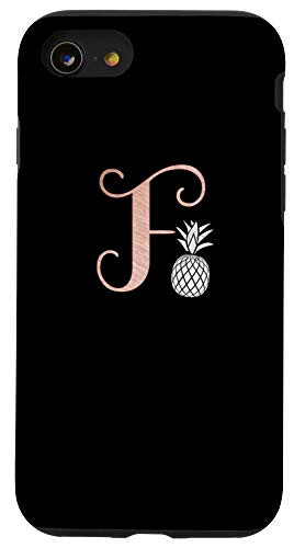iPhone SE (2020) / 7 / 8 Letter F rose pink monogram phone case pineapple, initial F Case