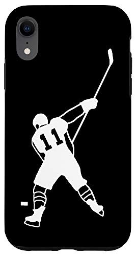 iPhone XR  11 Number 11 Hockey Player Puck Black Background Case
