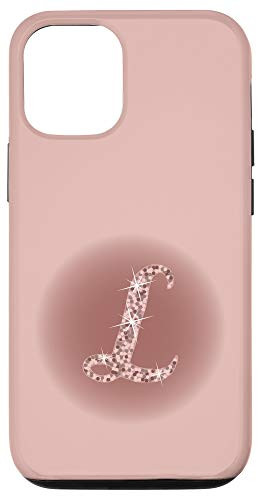 iPhone 12/12 Pro Initial L Script Letter, Rose Pink and Mauve Case