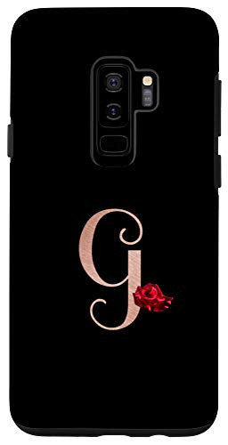 Galaxy S9Plus Letter G rose pink monogram phone case, initial G black Case